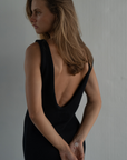 THEA - BLACK Scoop Back Knit Dress