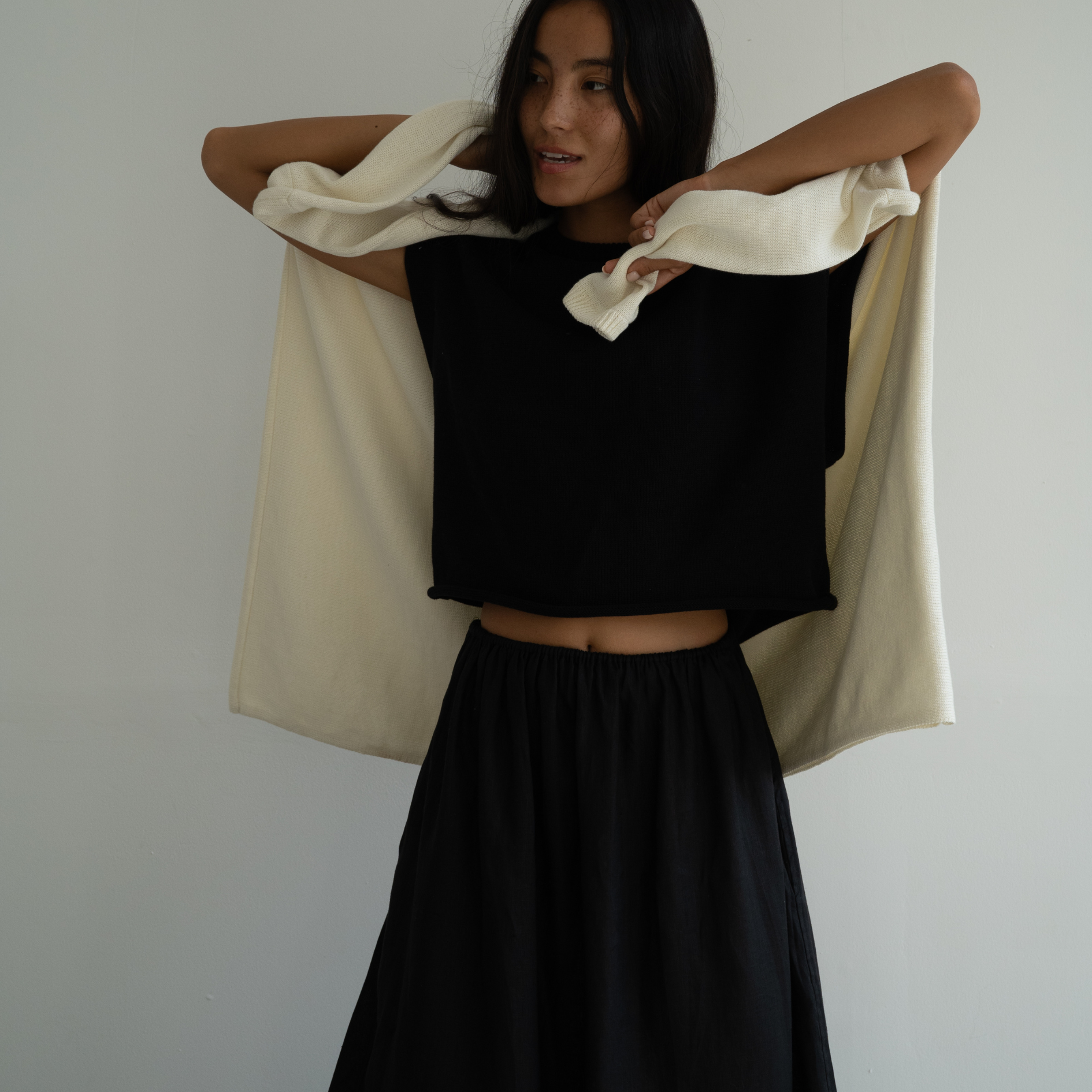 RAE - BLACK Linen Skirt