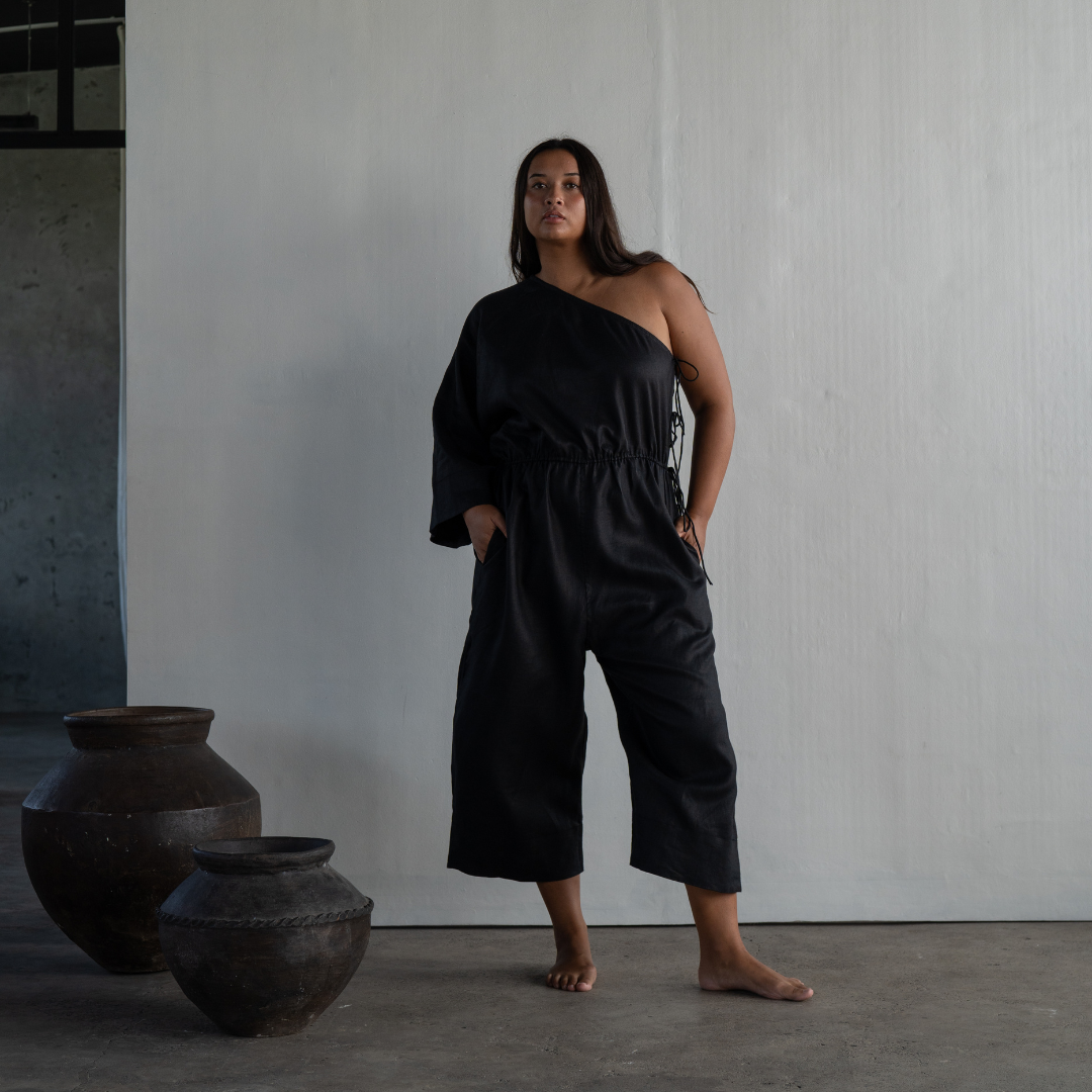 ATHENA - BLACK Linen Jumpsuit