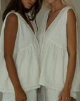 CLEO - WHITE Scalloped Ramie Top
