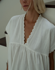 ONNI MIDI - WHITE Scalloped Ramie Dress