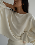 OPHELIA- Cream Knit Cross Sweater