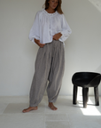 PRE-ORDER MARLO PLEAT - WISTERIA GINGHAM Linen Pant
