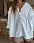 PRE-ORDER POPLIN - WHITE Lace Trim Shirt