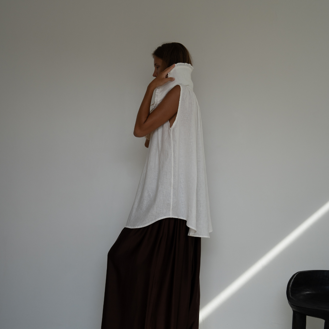 ANNE - WHITE Linen Blouse
