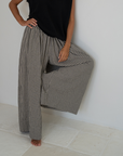 YOLLIE - BLACK Linen Gingham Voluminous Pant