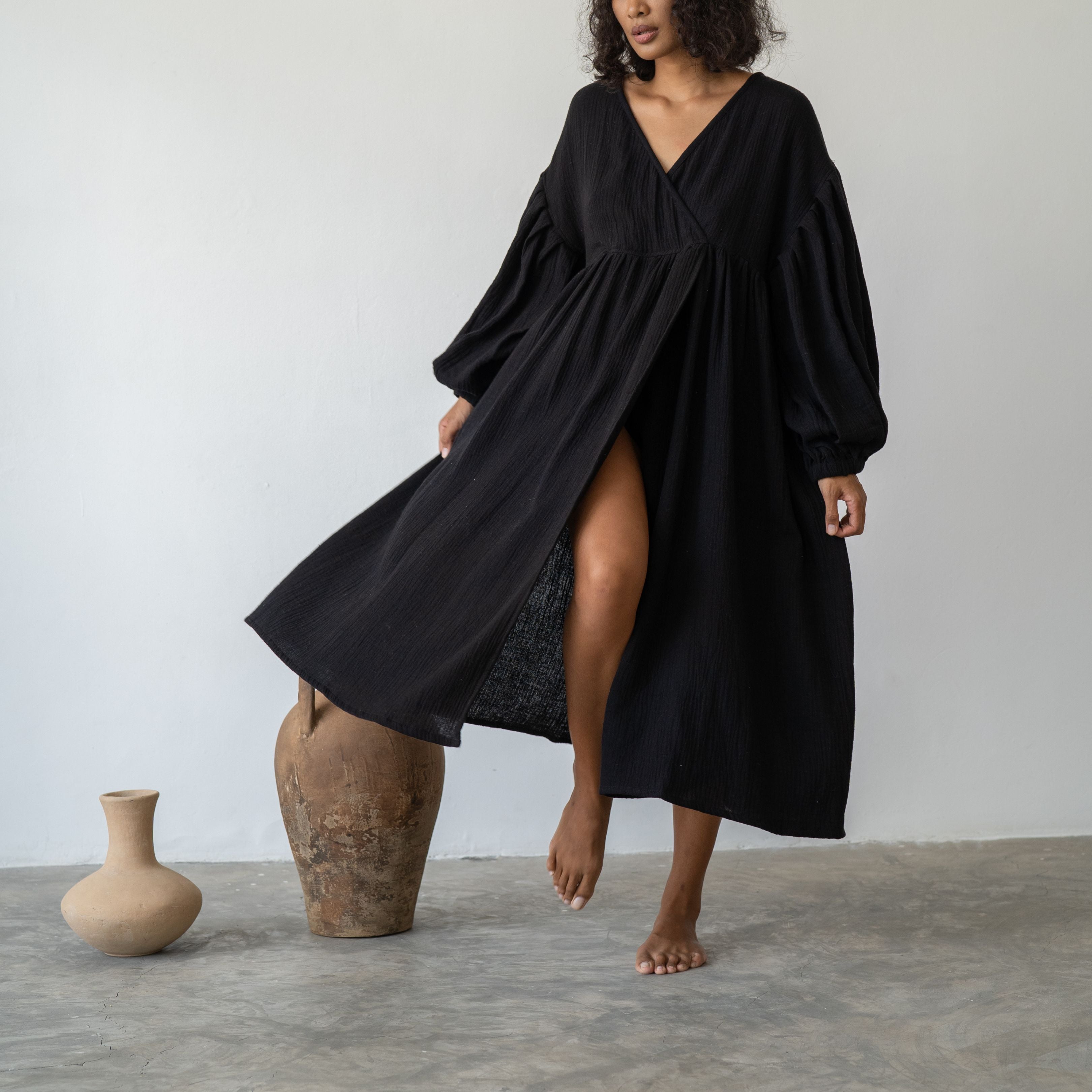 PALOMA- Black Crinkle Dress