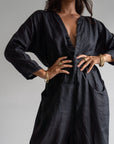 IRIS - BLACK Linen Jumpsuit