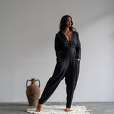 IRIS - BLACK Linen Jumpsuit