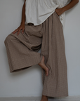 YOLLIE - CINNAMON Linen Gingham Voluminous Pant