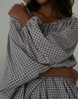 JOSIE - Linen Gingham Voluminous Blouse