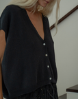 CELINE - BLACK Buttoned Knit Top
