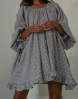 Pre-Order OPAL - Linen Gingham Smock Dress