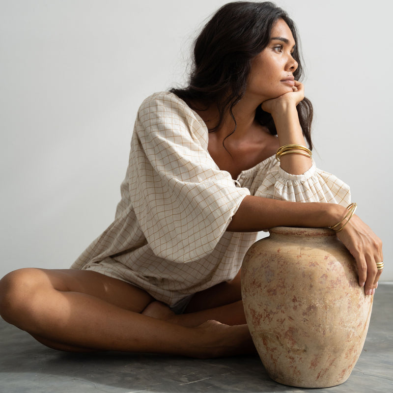 SOLLIE - Ochre Check Romper