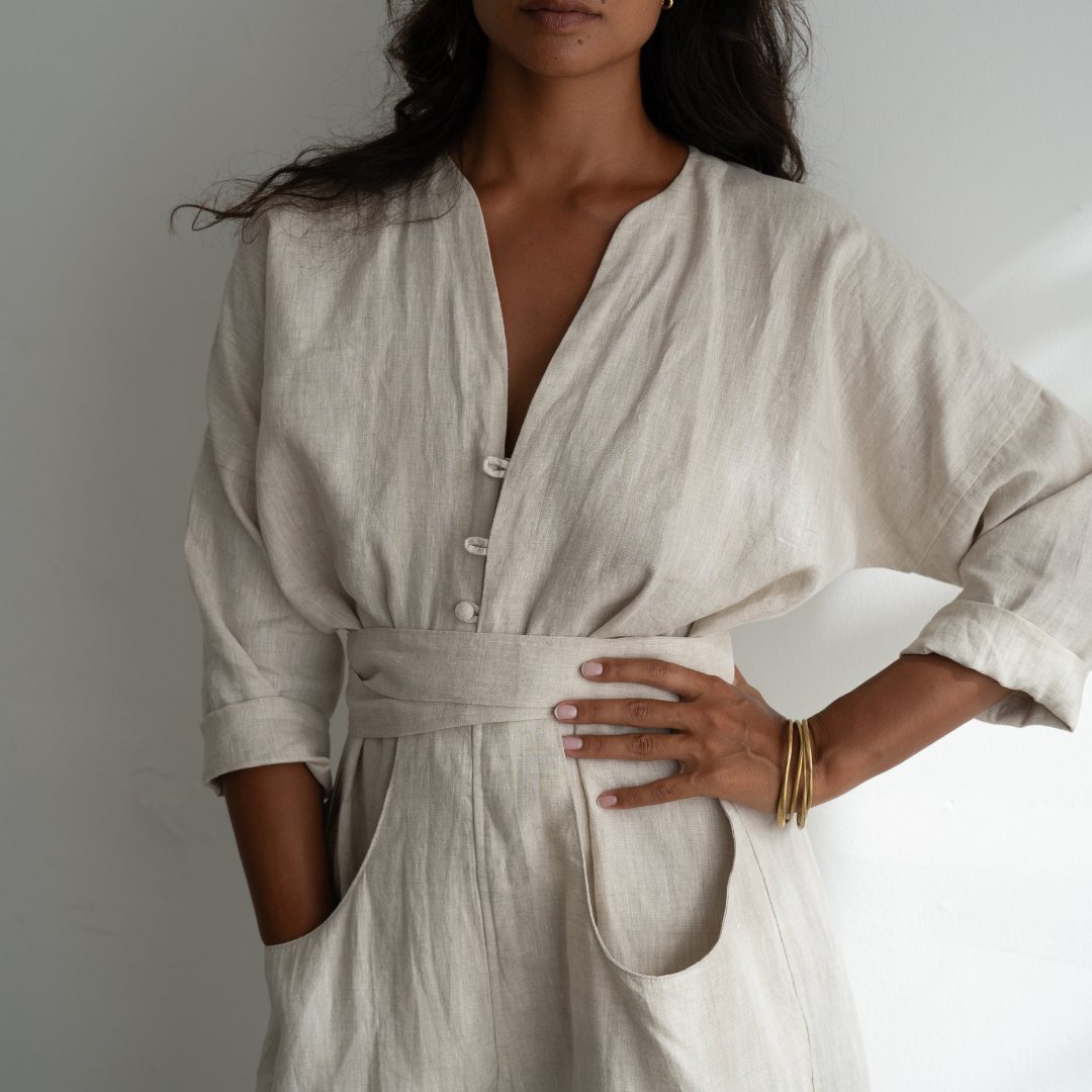 IRIS - NATURAL Linen Jumpsuit