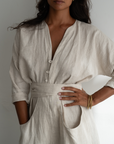 IRIS - NATURAL Linen Jumpsuit