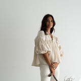 JULIAN - Ochre Check Blouse