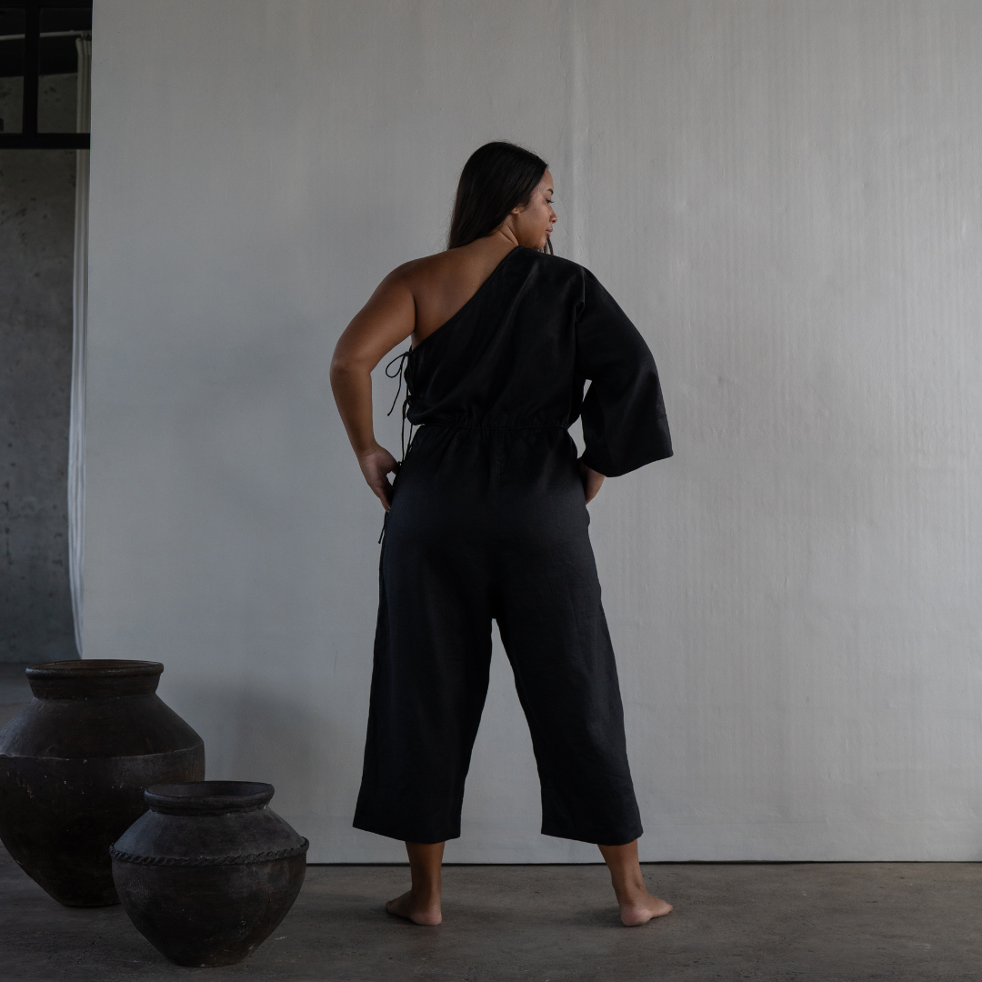 ATHENA - BLACK Linen Jumpsuit