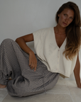 CELINE - Cream Buttoned Knit Top