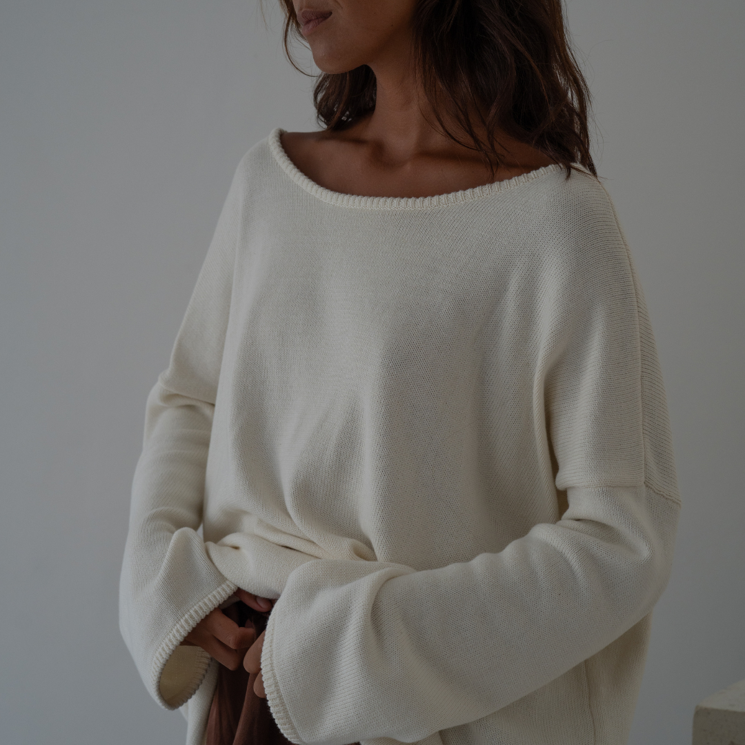 ANGEL SWEATER - CREAM Open-Back Knit