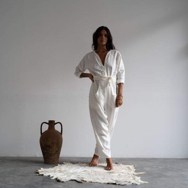 IRIS - WHITE Linen Jumpsuit