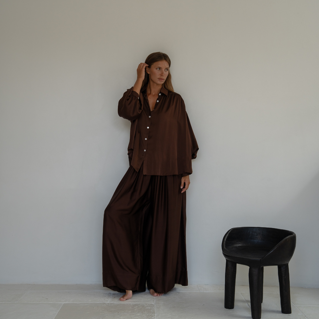 NINA - BURGUNDY Silk Blouse