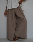 YOLLIE - CINNAMON Linen Gingham Voluminous Pant