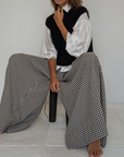 YOLLIE - BLACK Linen Gingham Voluminous Pant
