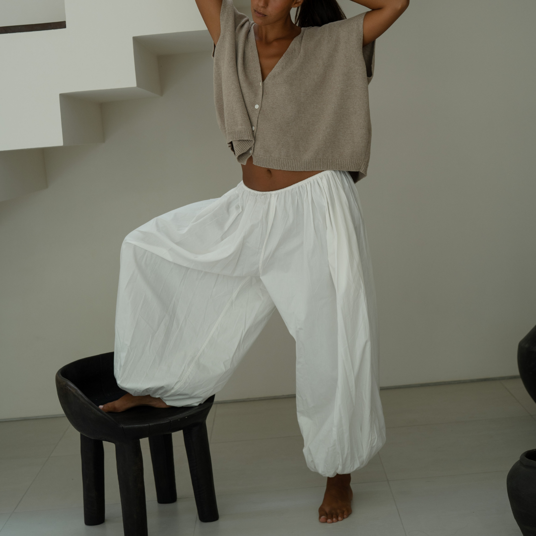 HUME Poplin Volume Pant - WHITE