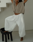 HUME Poplin Volume Pant - WHITE