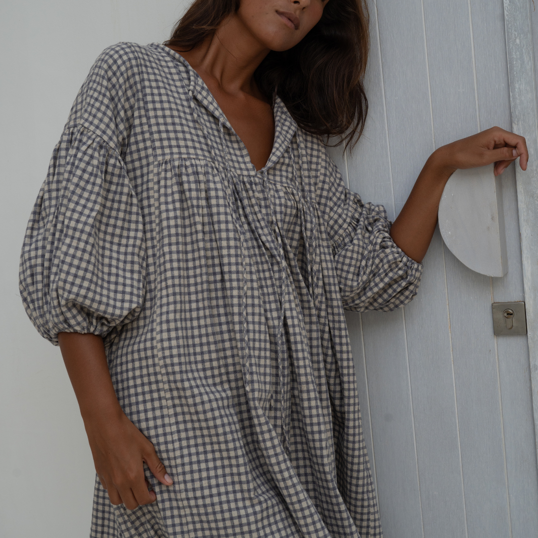 OTTALIE - Linen Gingham Dress