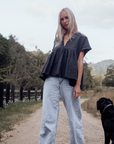 ONDINE - BLACK Scalloped Ramie Blouse