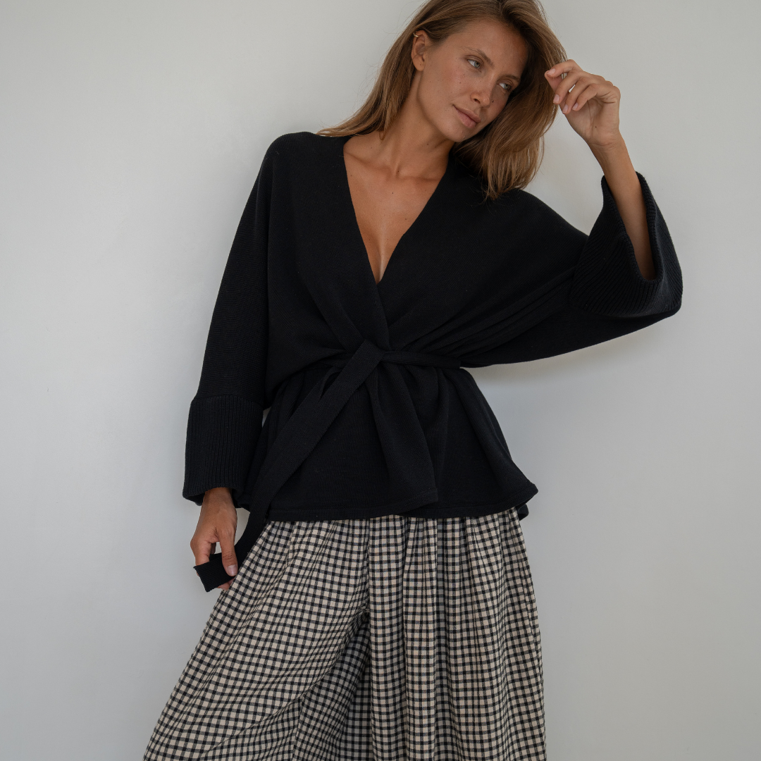MARK - BLACK Knit Wrap Cardigan