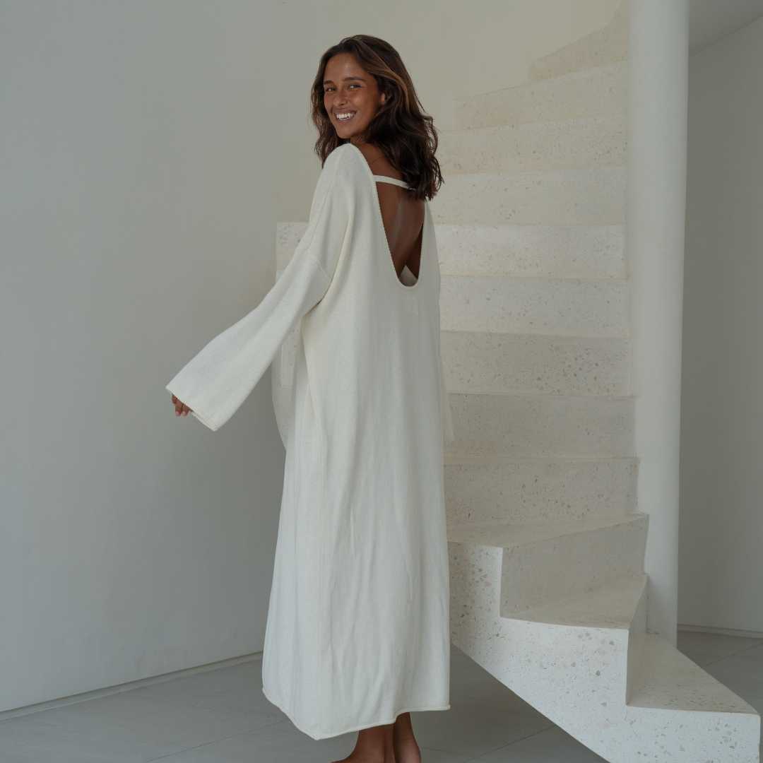 ANGEL DRESS - CREAM Open-Back Knit