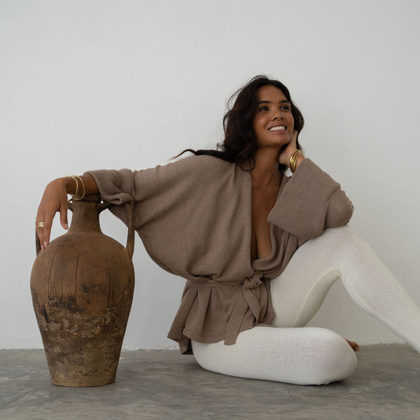 MARK - FAWN Knit Wrap Cardigan