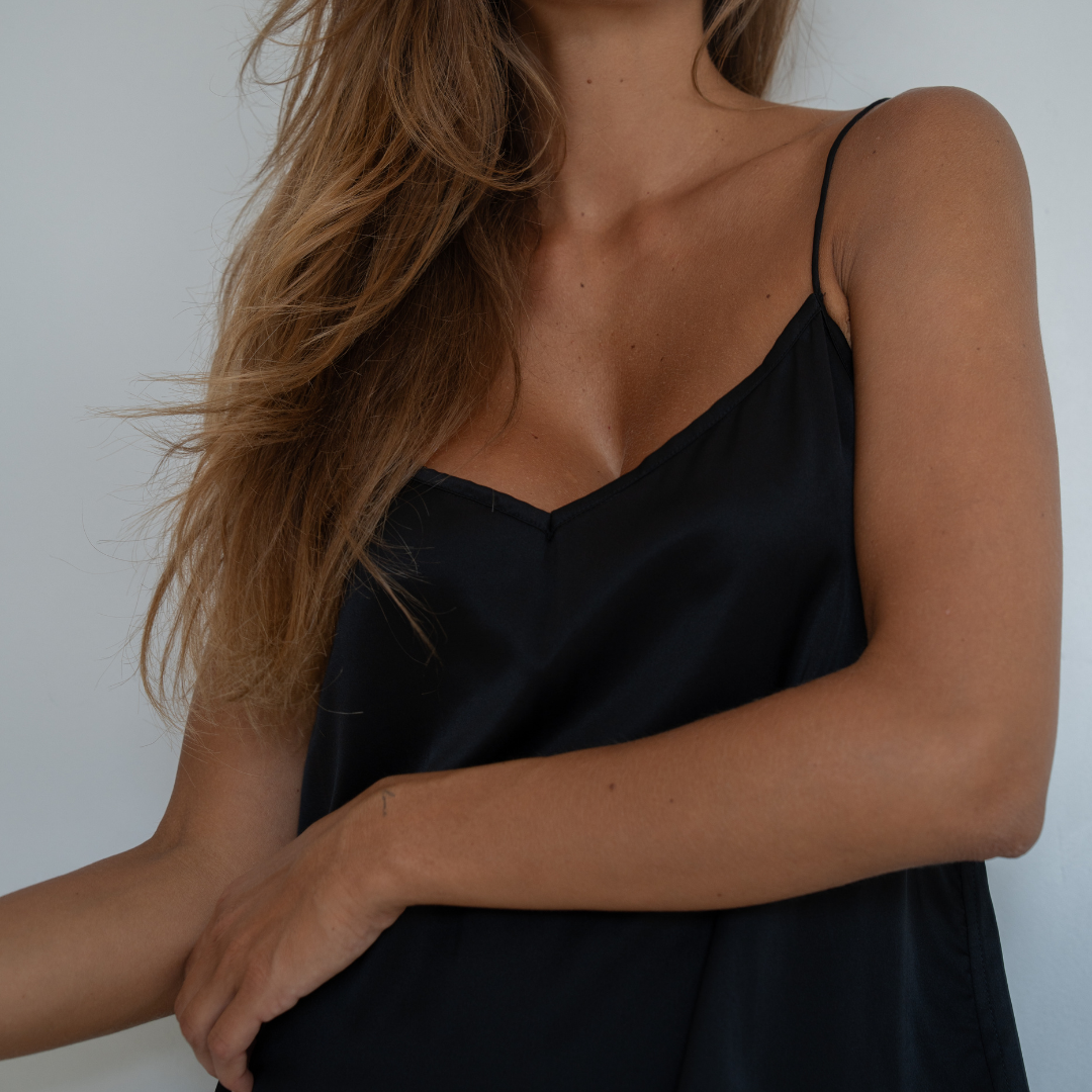 CAMILLE - BLACK Mulberry Silk Slip