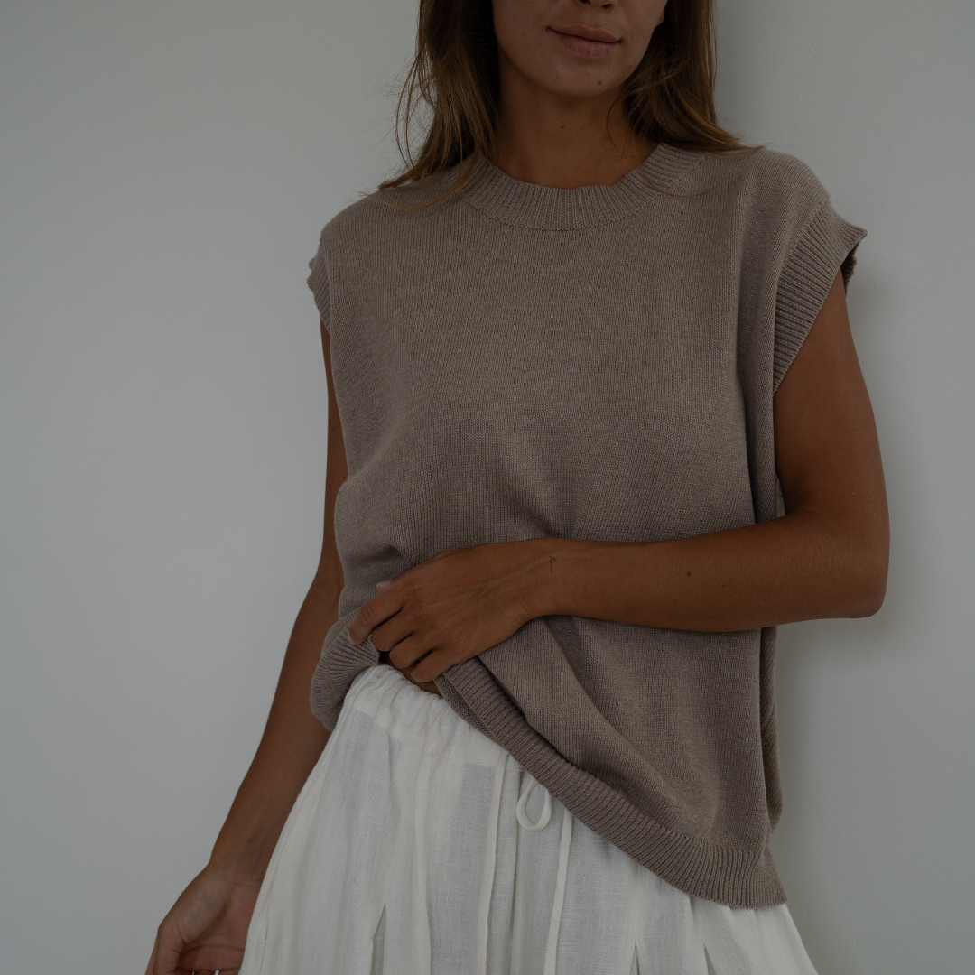 EDITH - FAWN Knit Vest