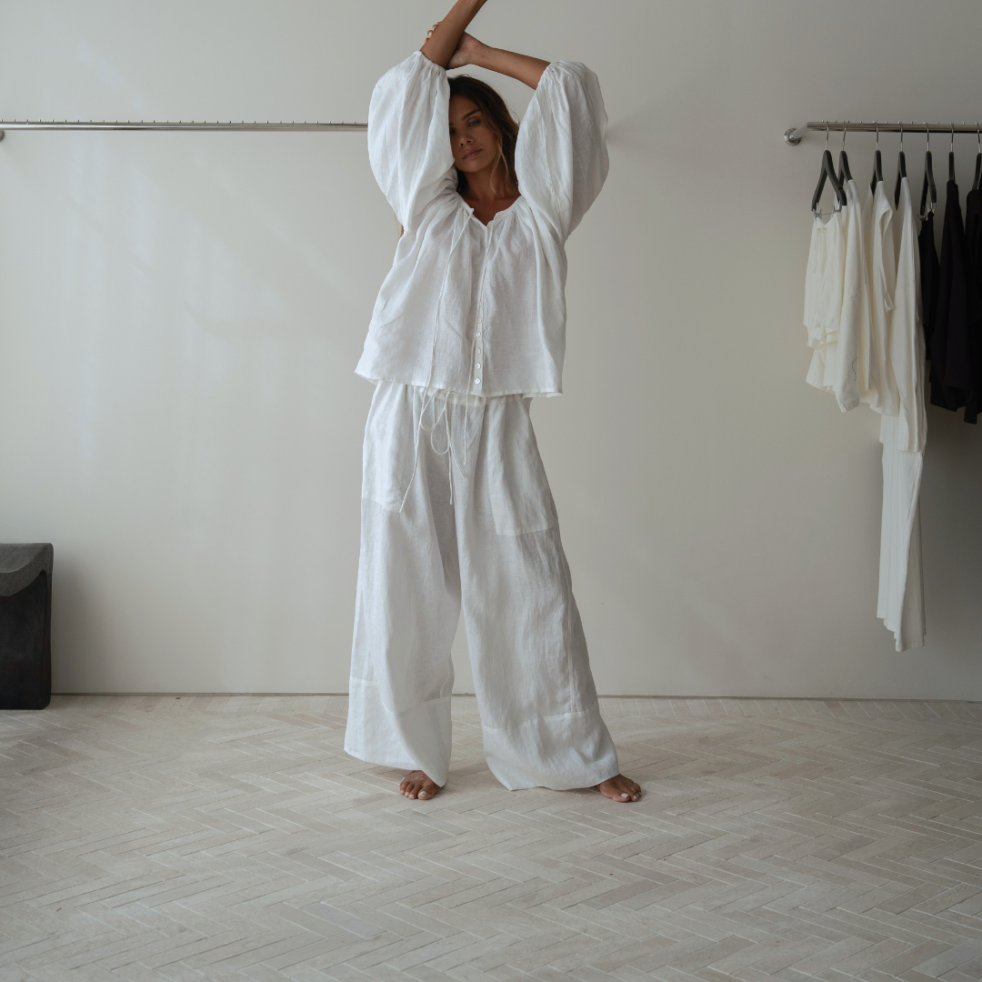 EZRA - White Linen Pant