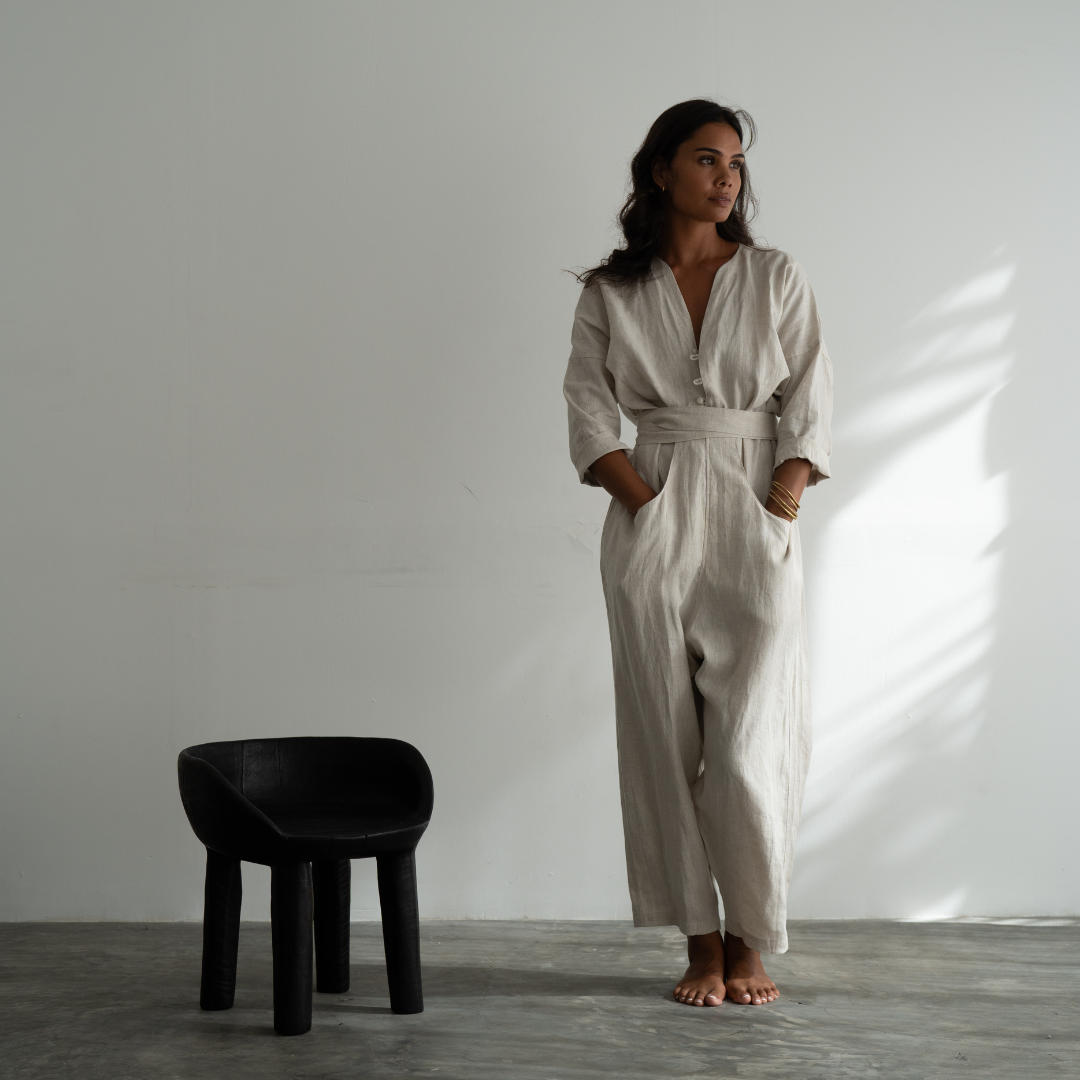 IRIS - NATURAL Linen Jumpsuit