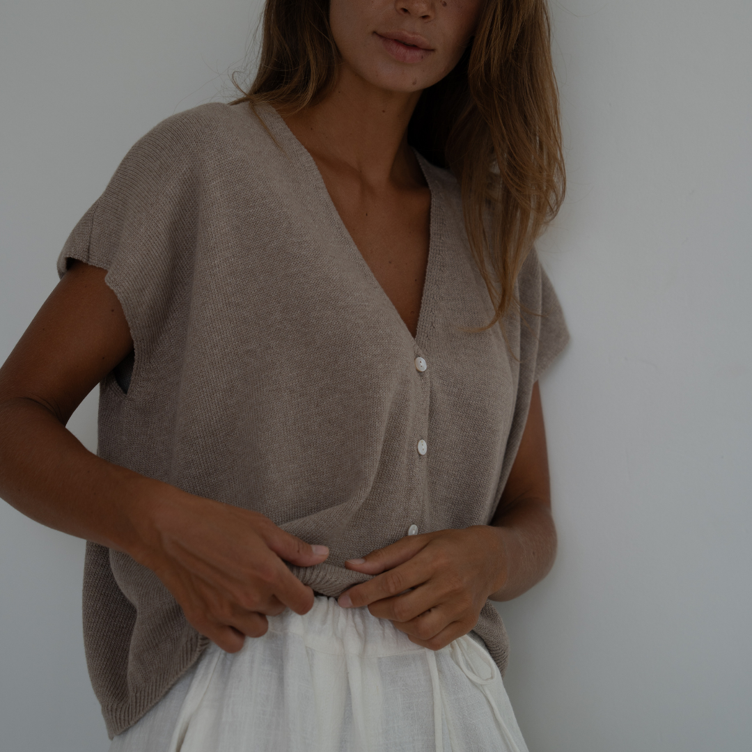 CELINE - FAWN Buttoned Knit Top