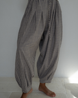 PRE-ORDER MARLO PLEAT - WISTERIA GINGHAM Linen Pant