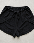 FLEUR - BLACK Ramie Scalloped Short