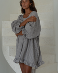 Pre-Order OPAL - Linen Gingham Smock Dress