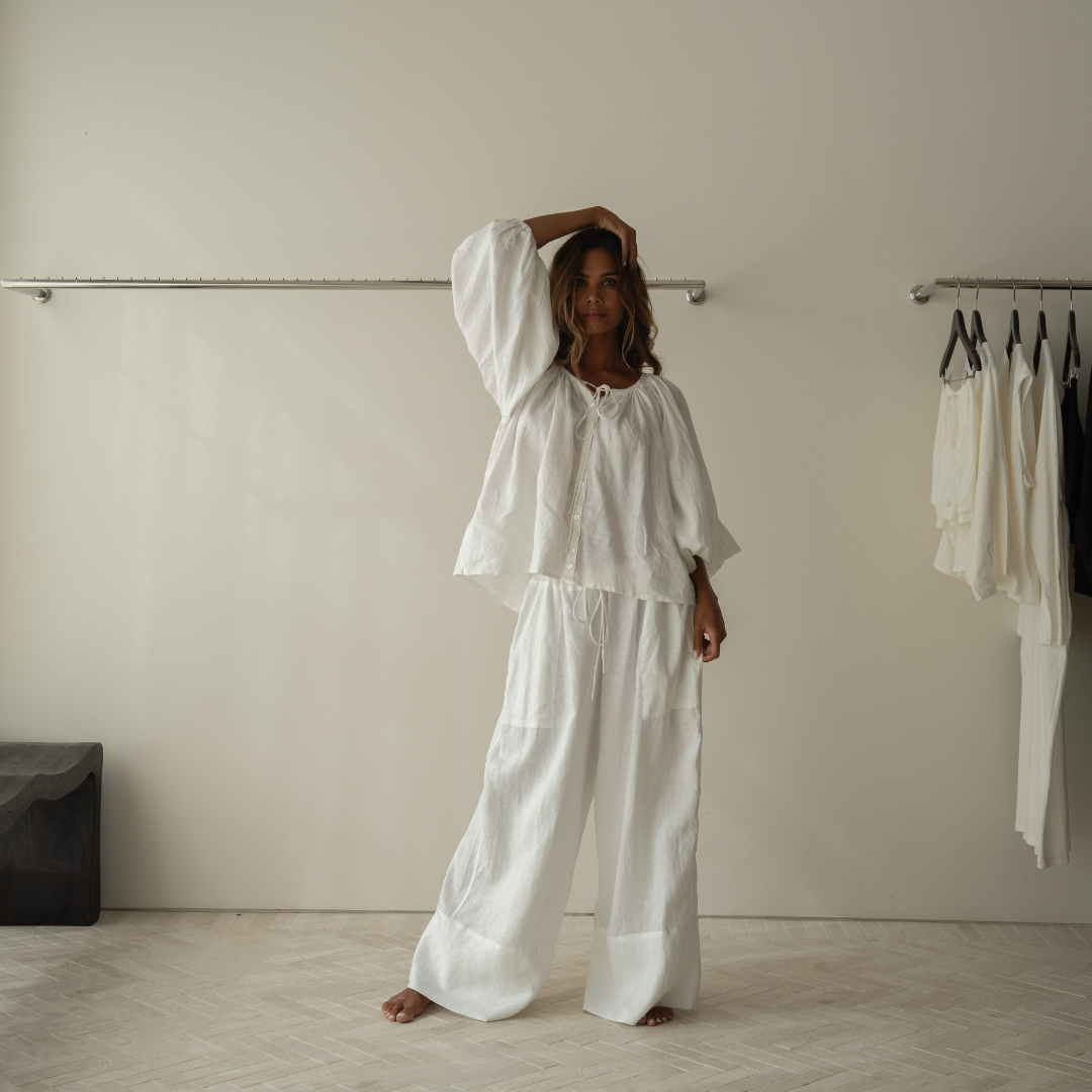 FAITH - White Linen Blouse