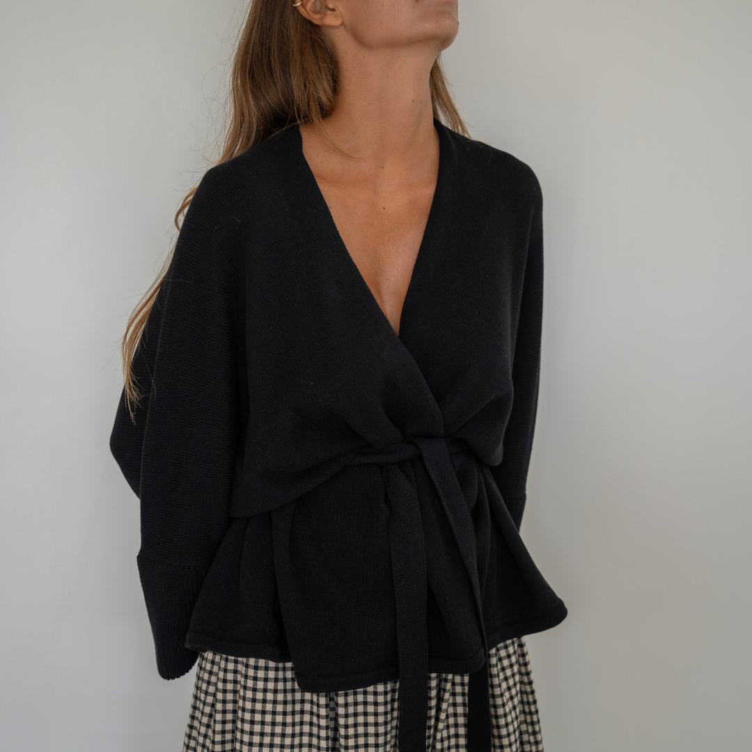MARK - BLACK Knit Wrap Cardigan