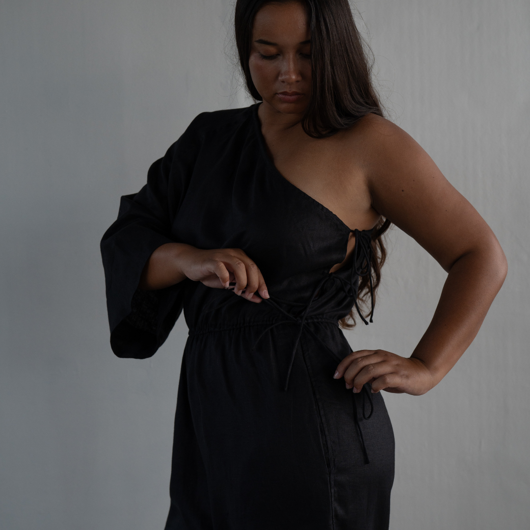 ATHENA - BLACK Linen Jumpsuit