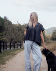 ONDINE - BLACK Scalloped Ramie Blouse