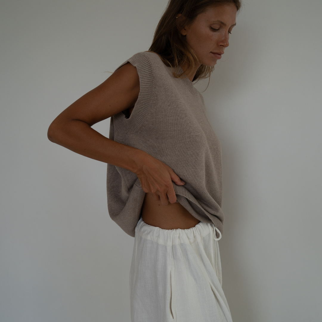 EDITH - FAWN Knit Vest
