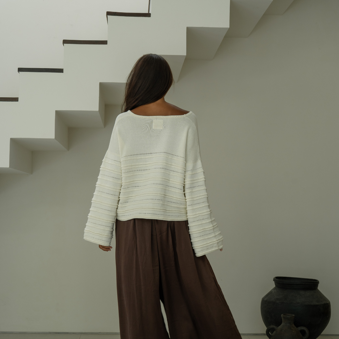 ALMA - CREAM Textured Knit Sweater