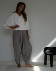 PRE-ORDER MARLO PLEAT - WISTERIA GINGHAM Linen Pant